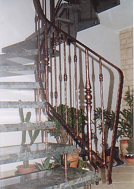 Treppengelnder aus Schmiedematerial, pulverbeschichtet kupfer antik
